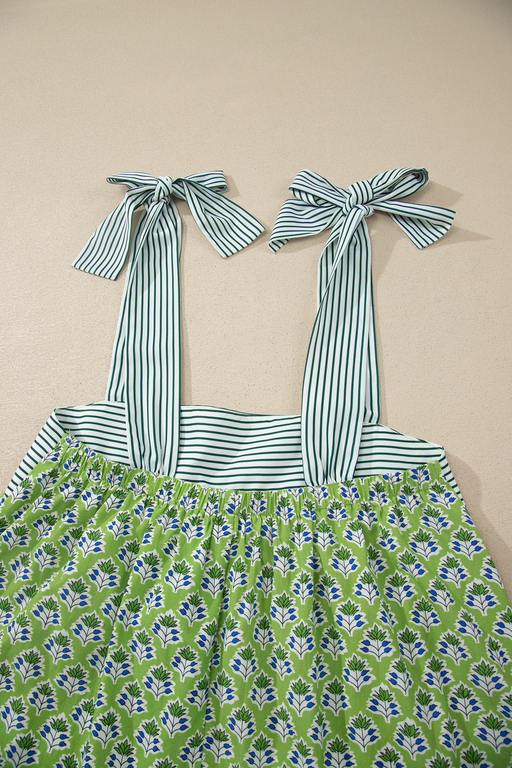 Floral Printed Knot Straps Babydoll Tank Top