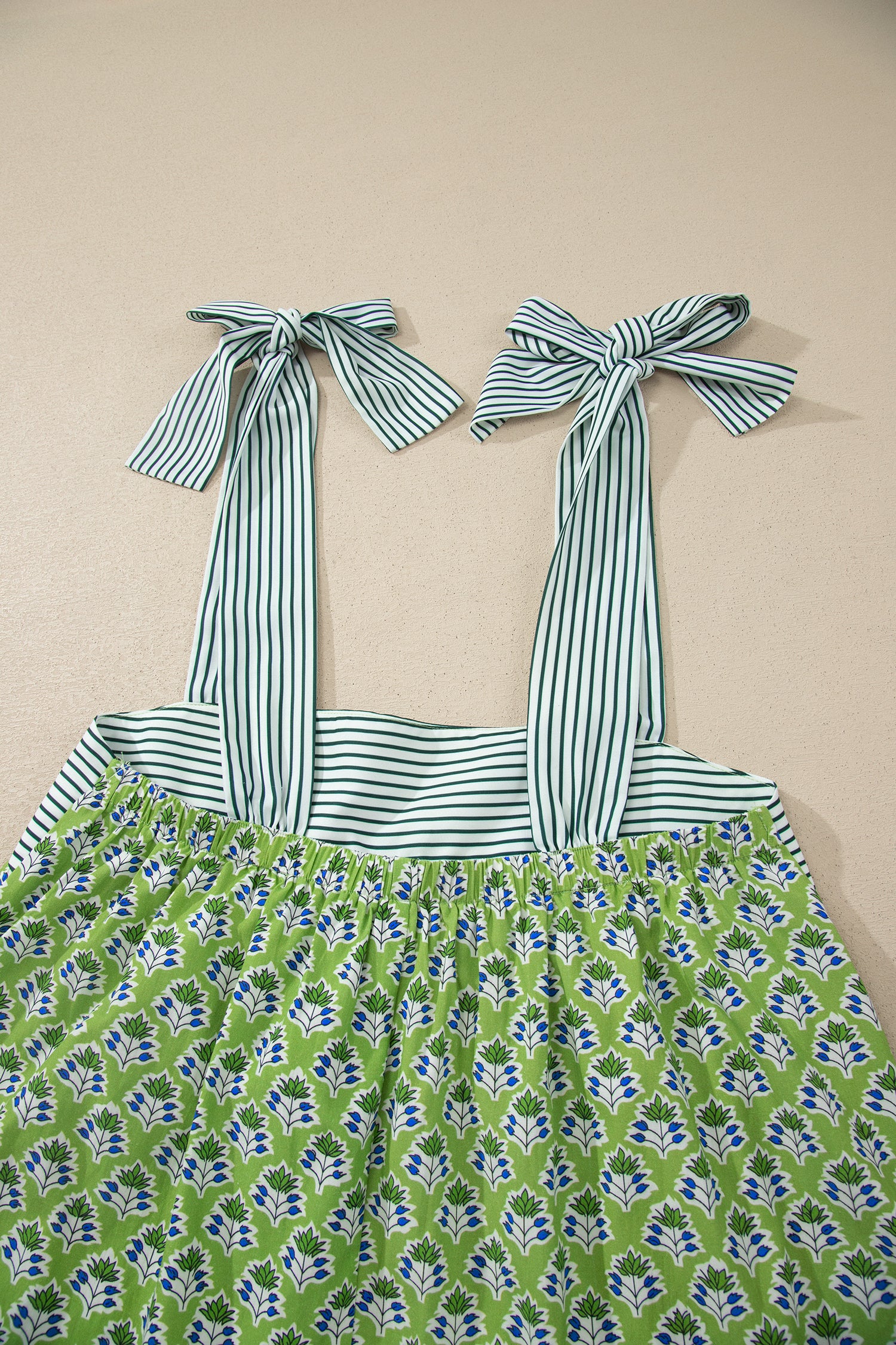 Floral Printed Knot Straps Babydoll Tank Top