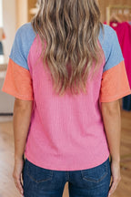 Women’s Color Block Twisted Ribbed Tee Top