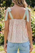 Floral Printed Knot Straps Babydoll Tank Top