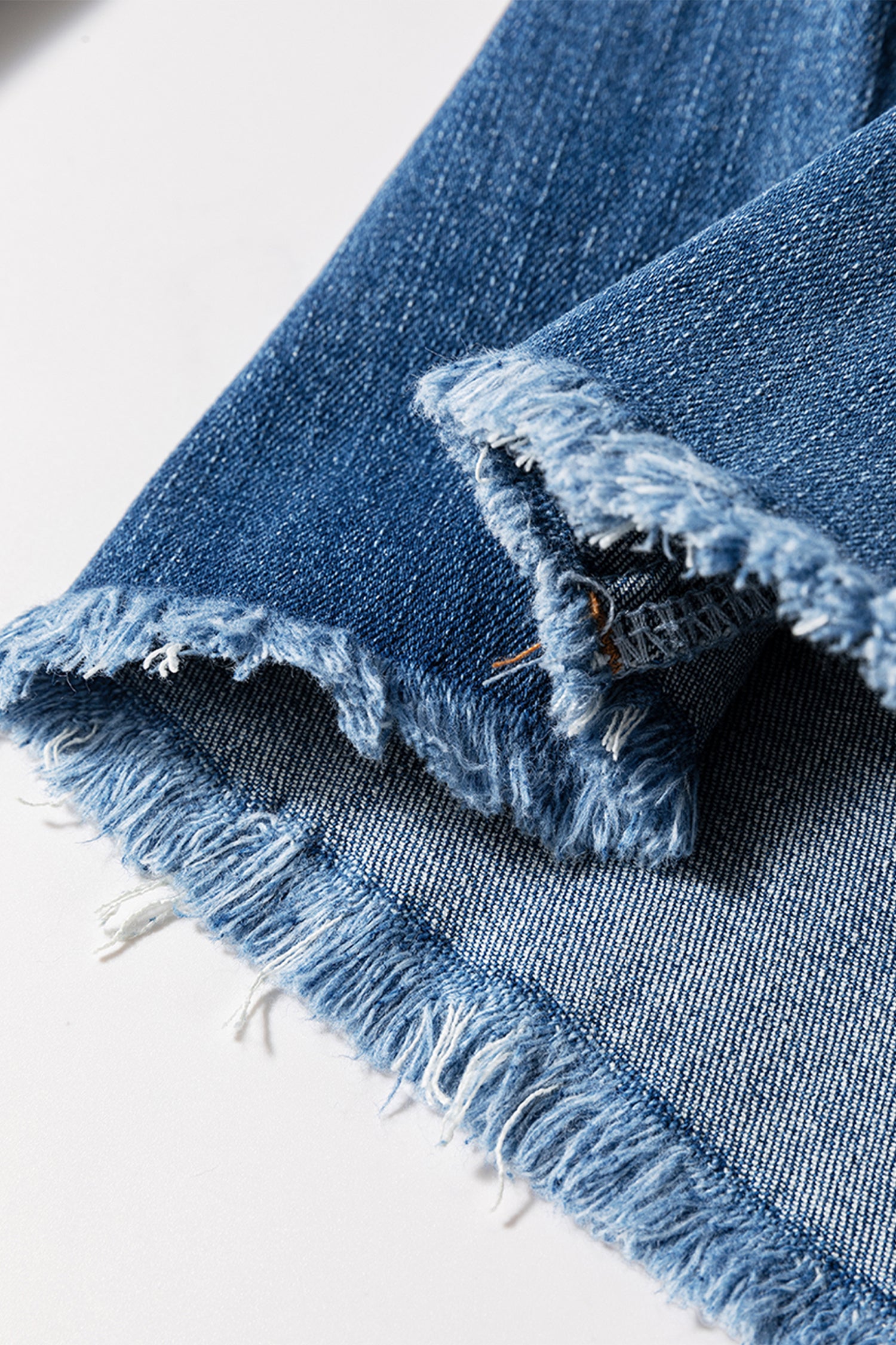 Sail Blue & Coffee High Waist Button Fly Seamed Raw Hem Flare Jeans